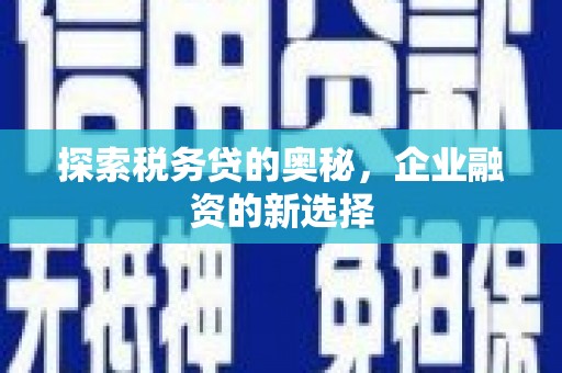 太平探索税务贷的奥秘，企业融资的新选择