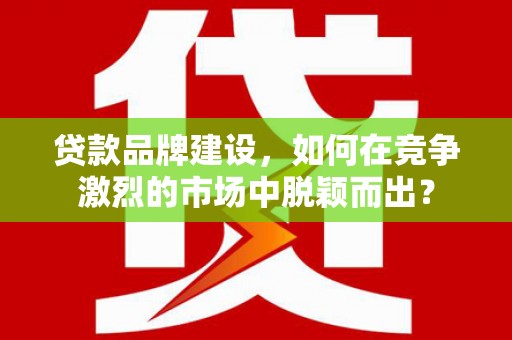 丰原贷款品牌建设，如何在竞争激烈的市场中脱颖而出？