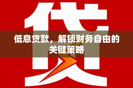 庆元低息贷款，解锁财务自由的关键策略