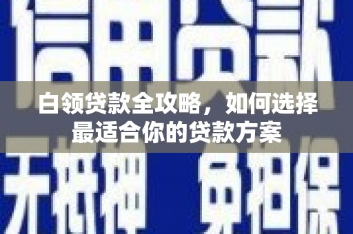 凉城白领贷款全攻略，如何选择最适合你的贷款方案
